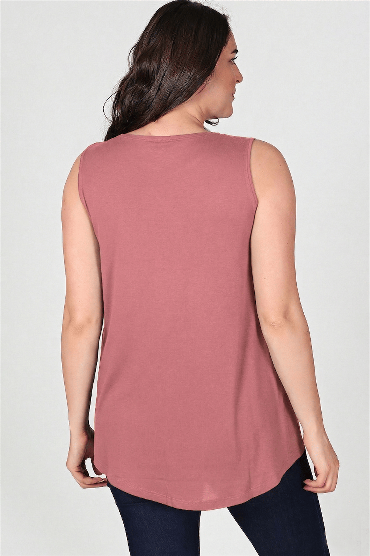 Sleevess Plus Size Basic Pudra Blouse