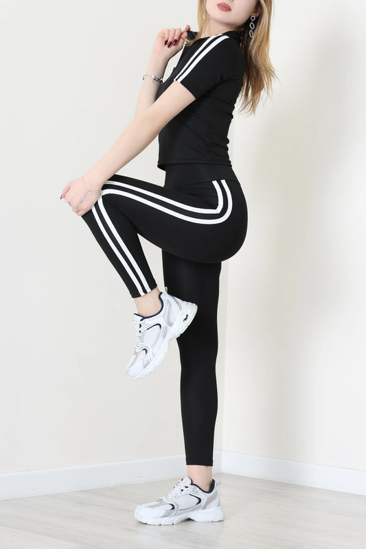Black Double Stripe Diver Body Suit - Denoss