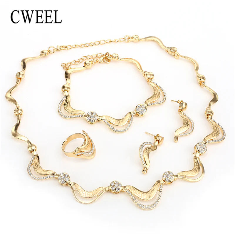 Geometric stylish design gold plated women’s jewelry set