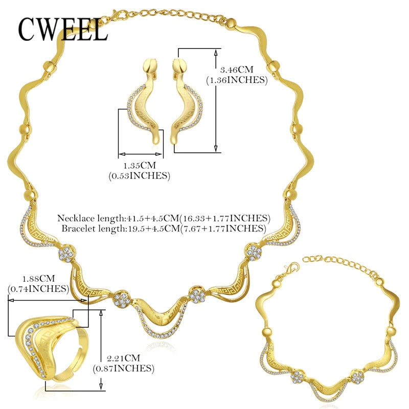 Geometric stylish design gold plated women’s jewelry set