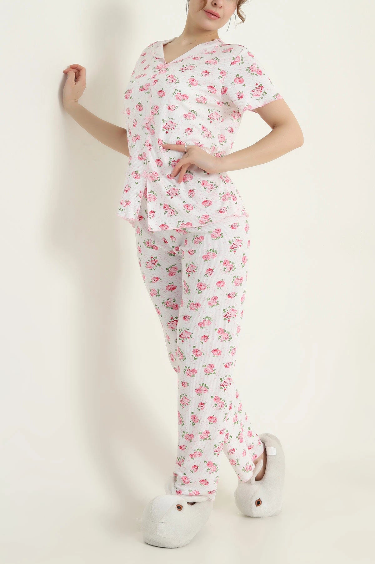 Fuchsia Women's Pajama Set with Bow - Denoss