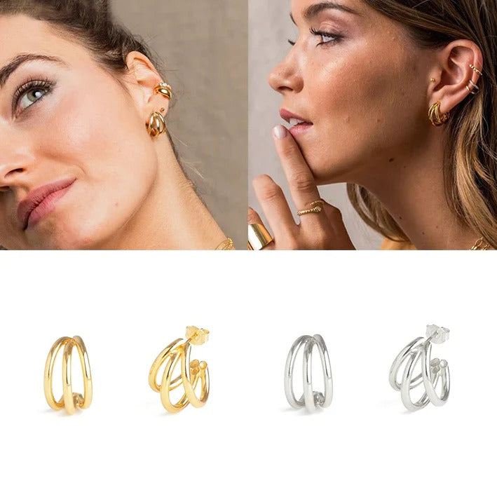 Triple Band Stud Earrings