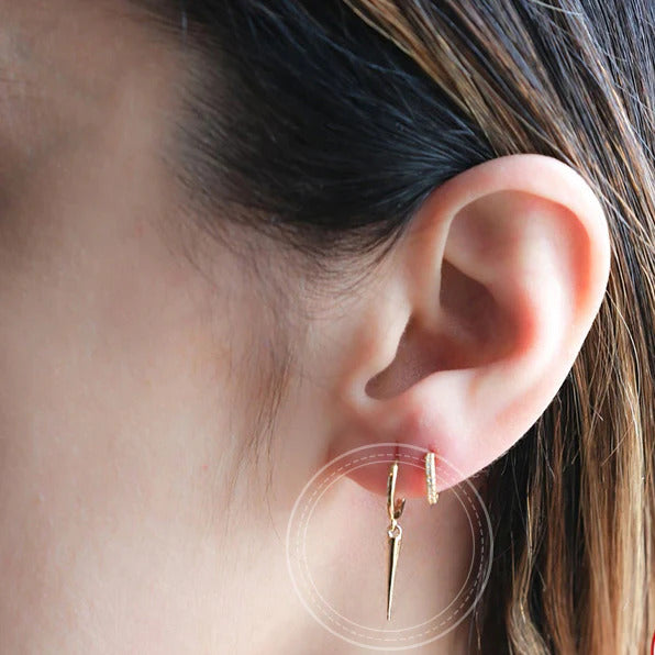 Minimalist Spike Hoop Earrings,Tiny Hoops,Dainty hoops, Huggies Hoop Earrings, Spike Hoops, Hoops with Charm