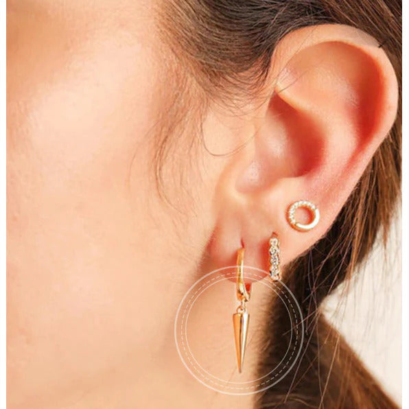 Minimalist Spike Hoop Earrings,Tiny Hoops,Dainty hoops, Huggies Hoop Earrings, Spike Hoops, Hoops with Charm