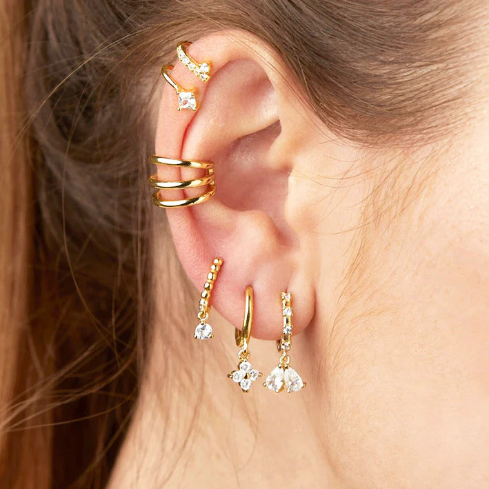 Dainty Crystal Water Drop Hoop Earrings ,CZ Dangling Earrings