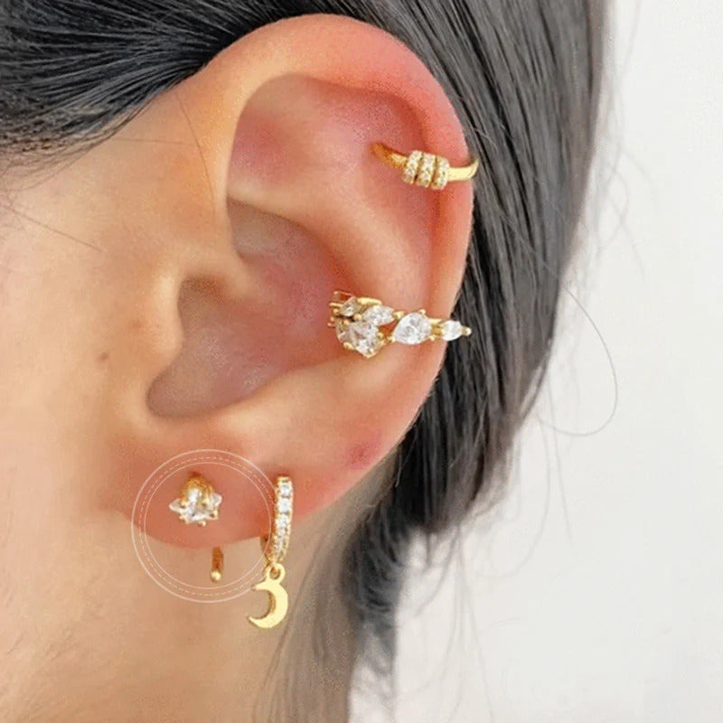 1 Piece Cz Star Open Huggie Hoop Earrings - Ear hugger