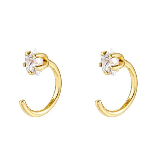 1 Piece Cz Star Open Huggie Hoop Earrings - Ear hugger