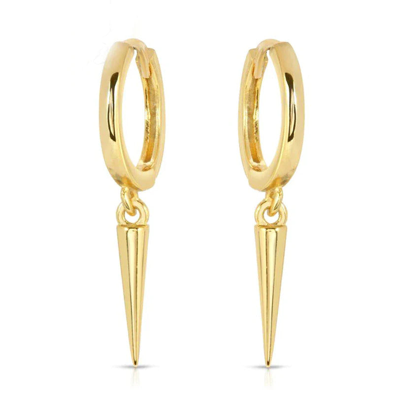 Minimalist Spike Hoop Earrings,Tiny Hoops,Dainty hoops, Huggies Hoop Earrings, Spike Hoops, Hoops with Charm