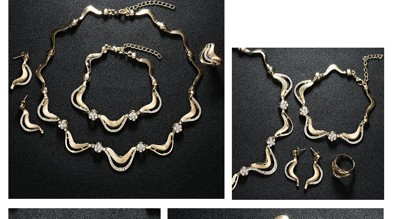 Geometric stylish design gold plated women’s jewelry set