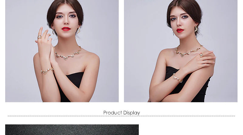 Geometric stylish design gold plated women’s jewelry set