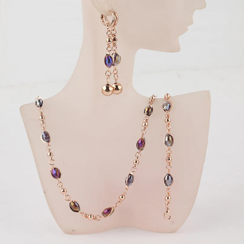 Purple crystal lady jewelry set
