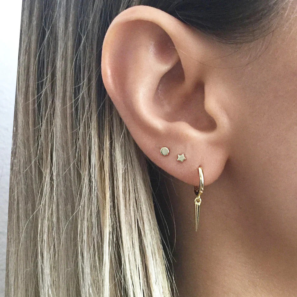Minimalist Spike Hoop Earrings,Tiny Hoops,Dainty hoops, Huggies Hoop Earrings, Spike Hoops, Hoops with Charm