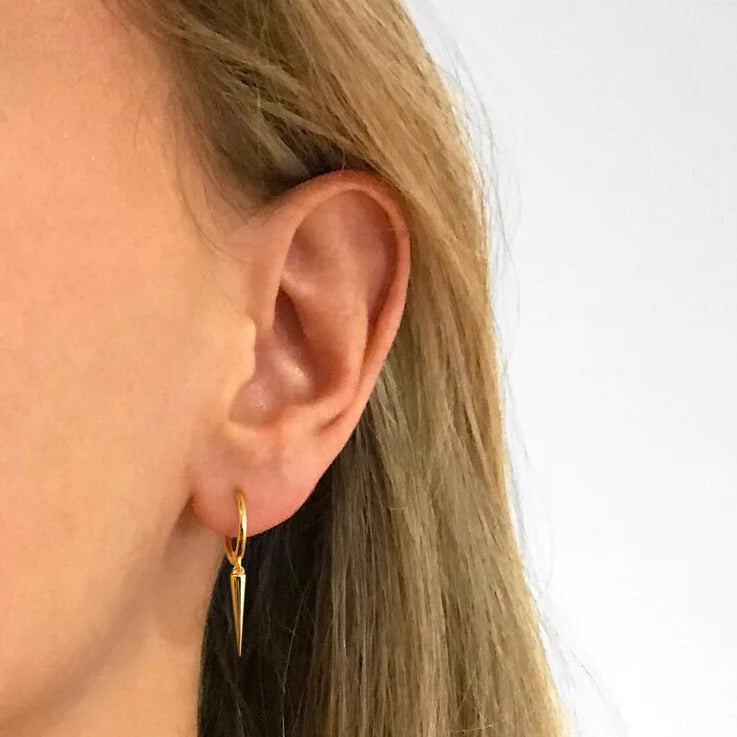 Minimalist Spike Hoop Earrings,Tiny Hoops,Dainty hoops, Huggies Hoop Earrings, Spike Hoops, Hoops with Charm