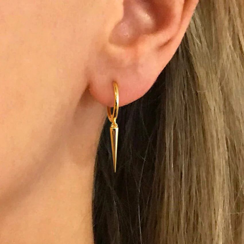Minimalist Spike Hoop Earrings,Tiny Hoops,Dainty hoops, Huggies Hoop Earrings, Spike Hoops, Hoops with Charm