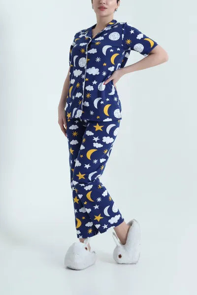 Navy Blue Supreme Women's Pajama Set - Denoss