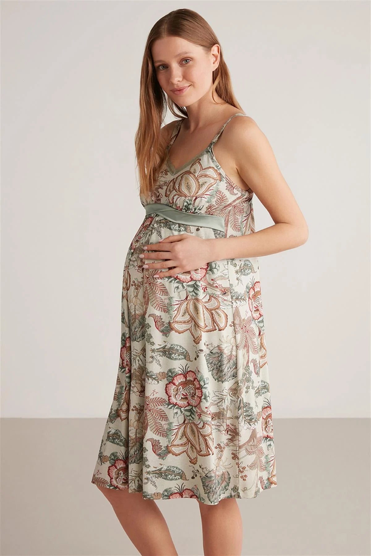 Green Flowers Lux mood maternity dress - Denoss