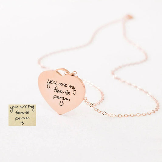Custom Handwriting Engrave Heart Necklace