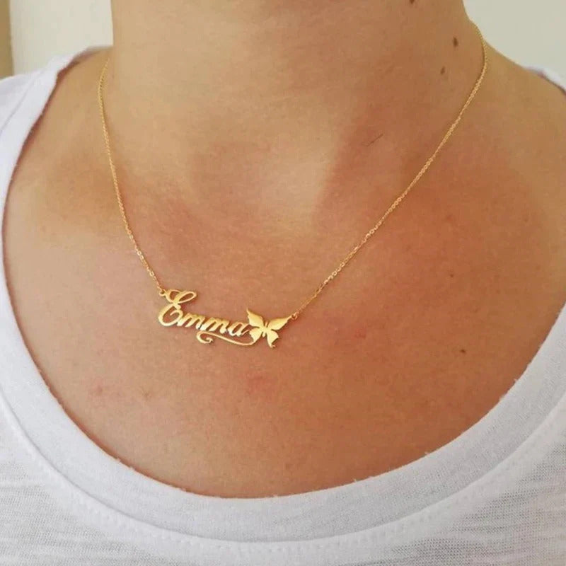 Personalized Name Butterfly Necklace - Denoss