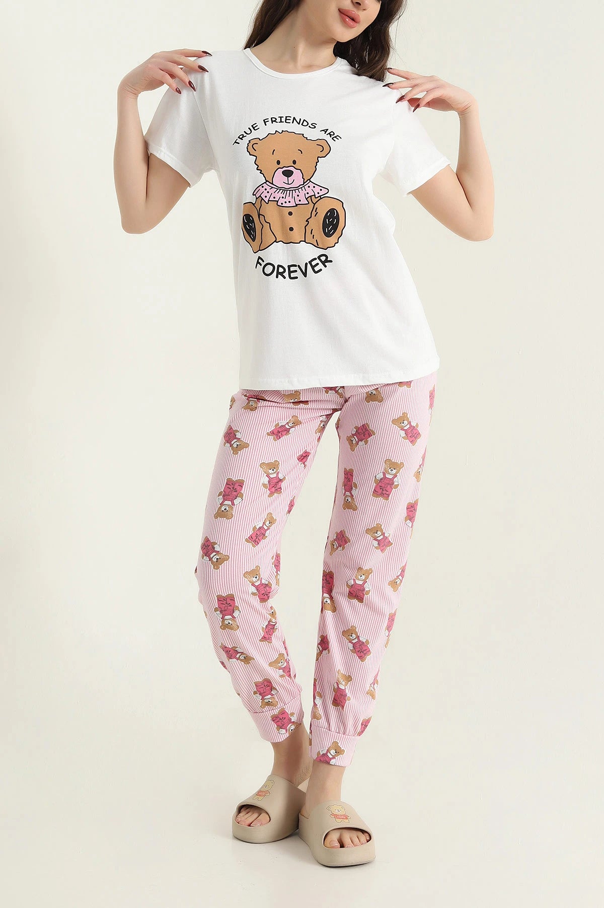 Pudra Short Sleeve Single Jersey Women's Pajama Set - Denoss