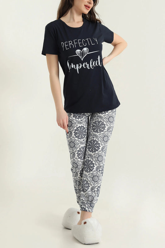 Perfectly Short Sleeve Single Jersey Women's Pajama Set - Denoss