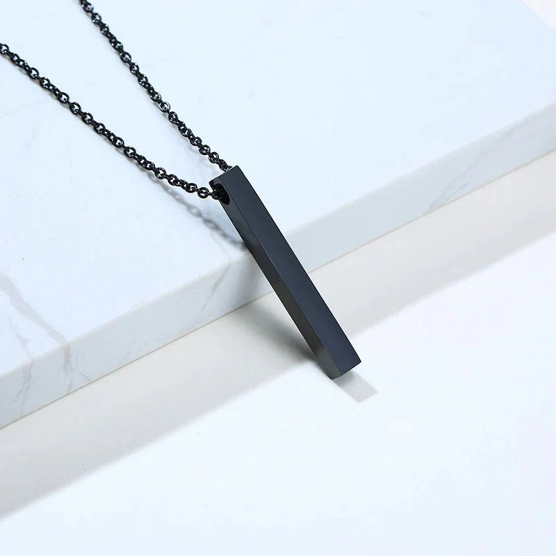 Custom Engraved 3D Minimalist Vertical Bar Necklace