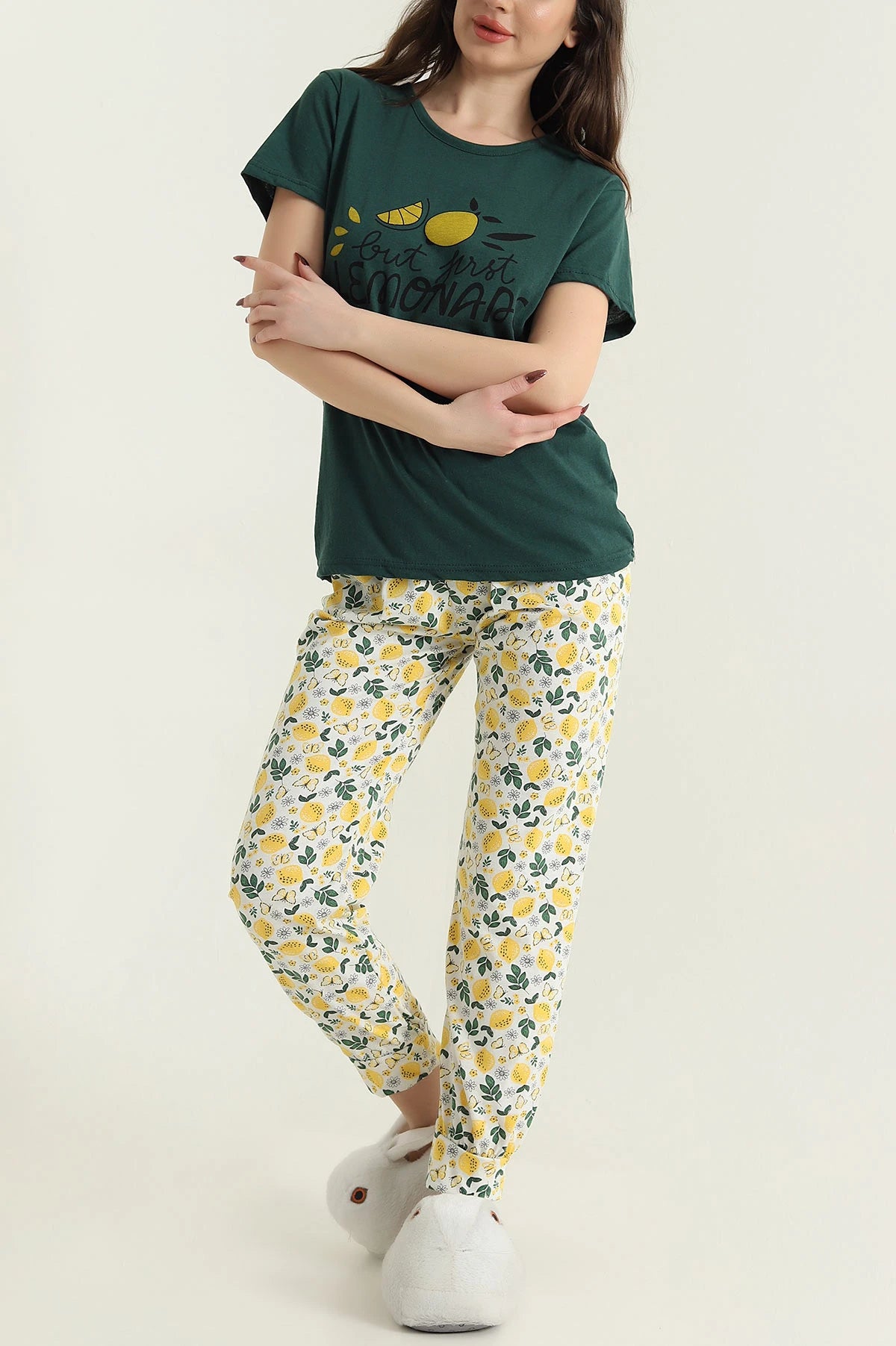 Emerald Short Sleeve Single Jersey Women's Pajama Set - Denoss