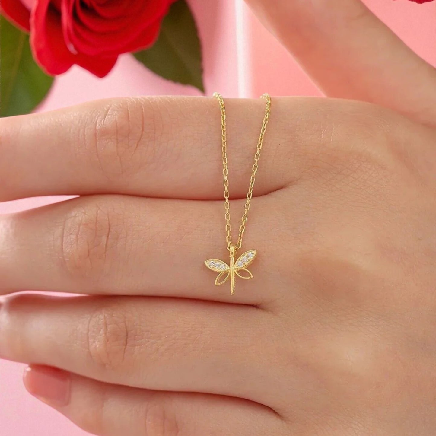925 Sterling Silver Chain Dragonfly Necklace