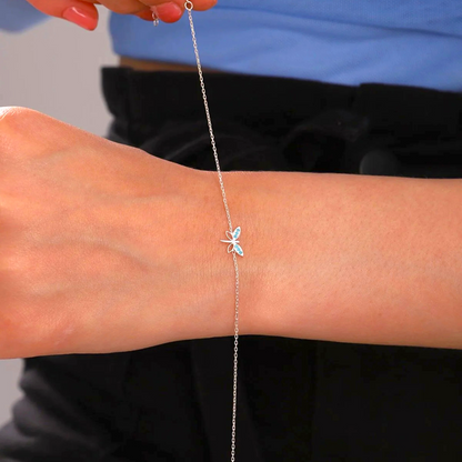 925 Sterling Silver Turquoise Dragonfly Chain Bracelet