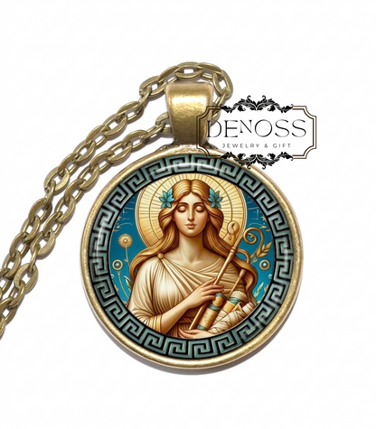 ACESO Necklace,Goddess of Healing,Recovery,Process of Healing, Greek,Careful and Patient approach to Health,Glass Pendant