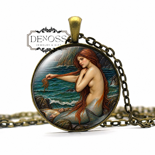 A Mermaid,John William Waterhouse,Famous Painting,Romantic Gifts,Valentine Jewelry,Medieval Jewelry.Goddess