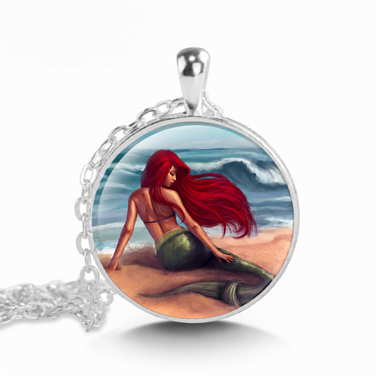 Little Mermaid Necklace,Mermaid Jewelry,Art Pendant