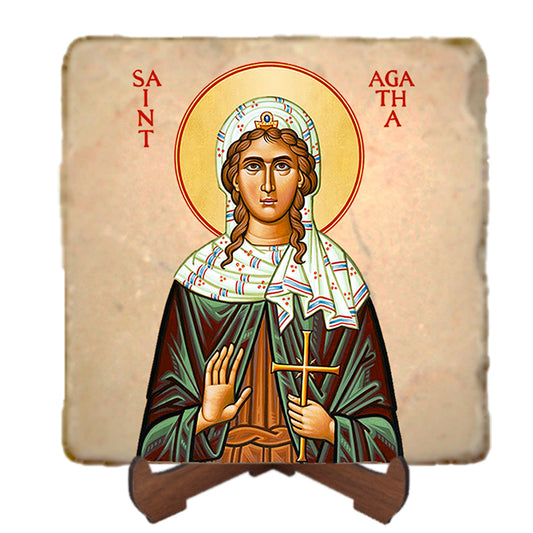 St. Agatha Icon,Women Saint,Marble Icon,Handmade,Prayer gift,Christian Icon