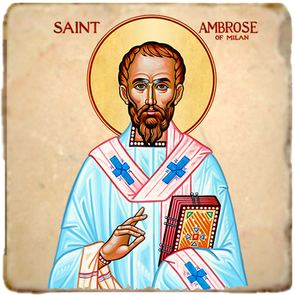 St. Ambrose Icon,Men Saints,Marble Icon,Handmade,Prayer gift,Christian Icon