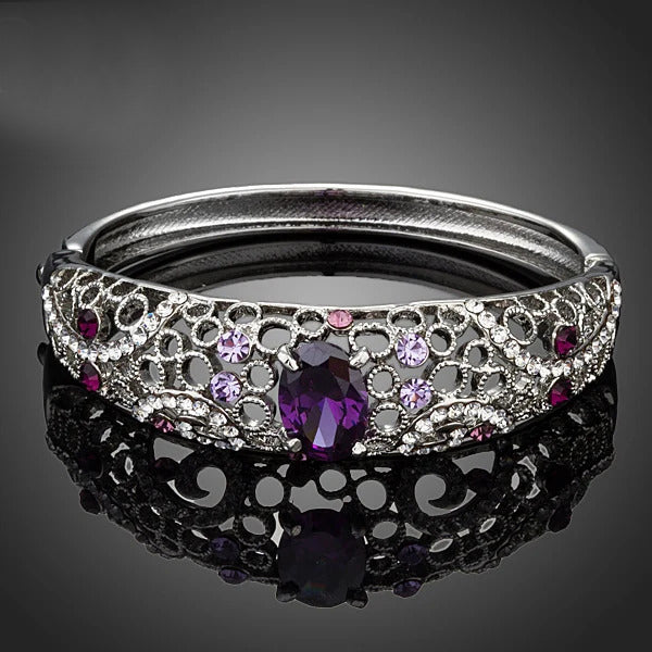 Platinum Amethyst Rhinestone Bracelet for Women