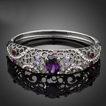 Platinum Amethyst Rhinestone Bracelet for Women