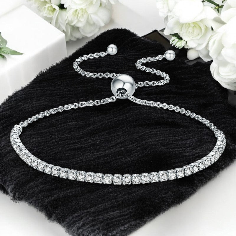 Silver Platinum White Zircon Tennis Bracelet - Denoss
