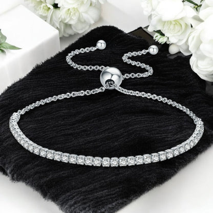 Silver Platinum White Zircon Tennis Bracelet - Denoss