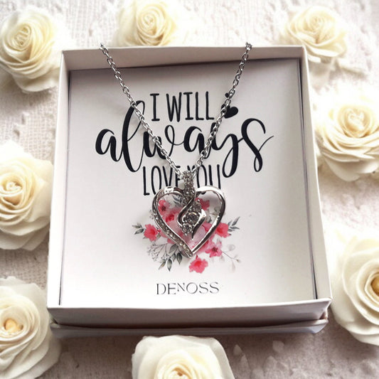 Elegant Diamond Heart Silver Necklace