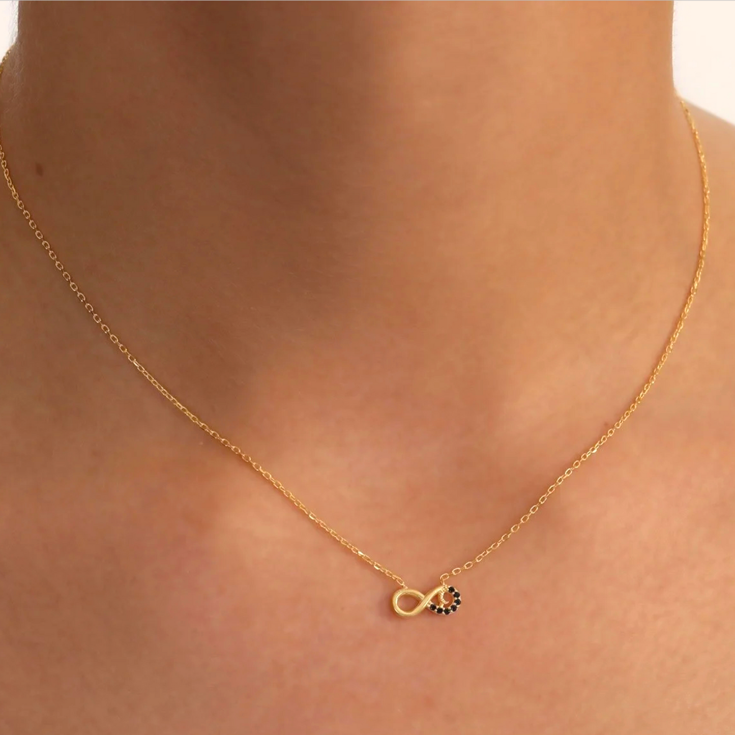 925 Sterling Silver Chain Gold Infinity Necklace