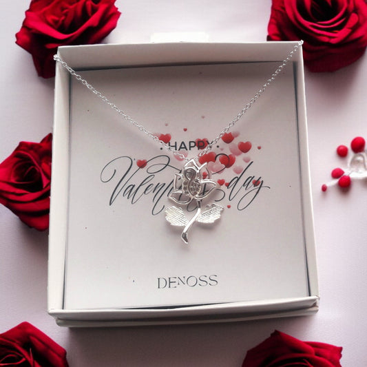 Rose Branch Zircon CZ Diamond Silver Necklace