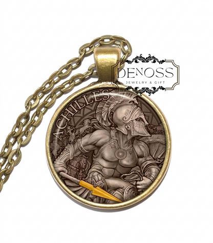 ACHILLES Necklace,Mythology,Great Warrior,Hero,,Trojan War,Art Pendant Necklace,Handmade necklace,Glass pendant