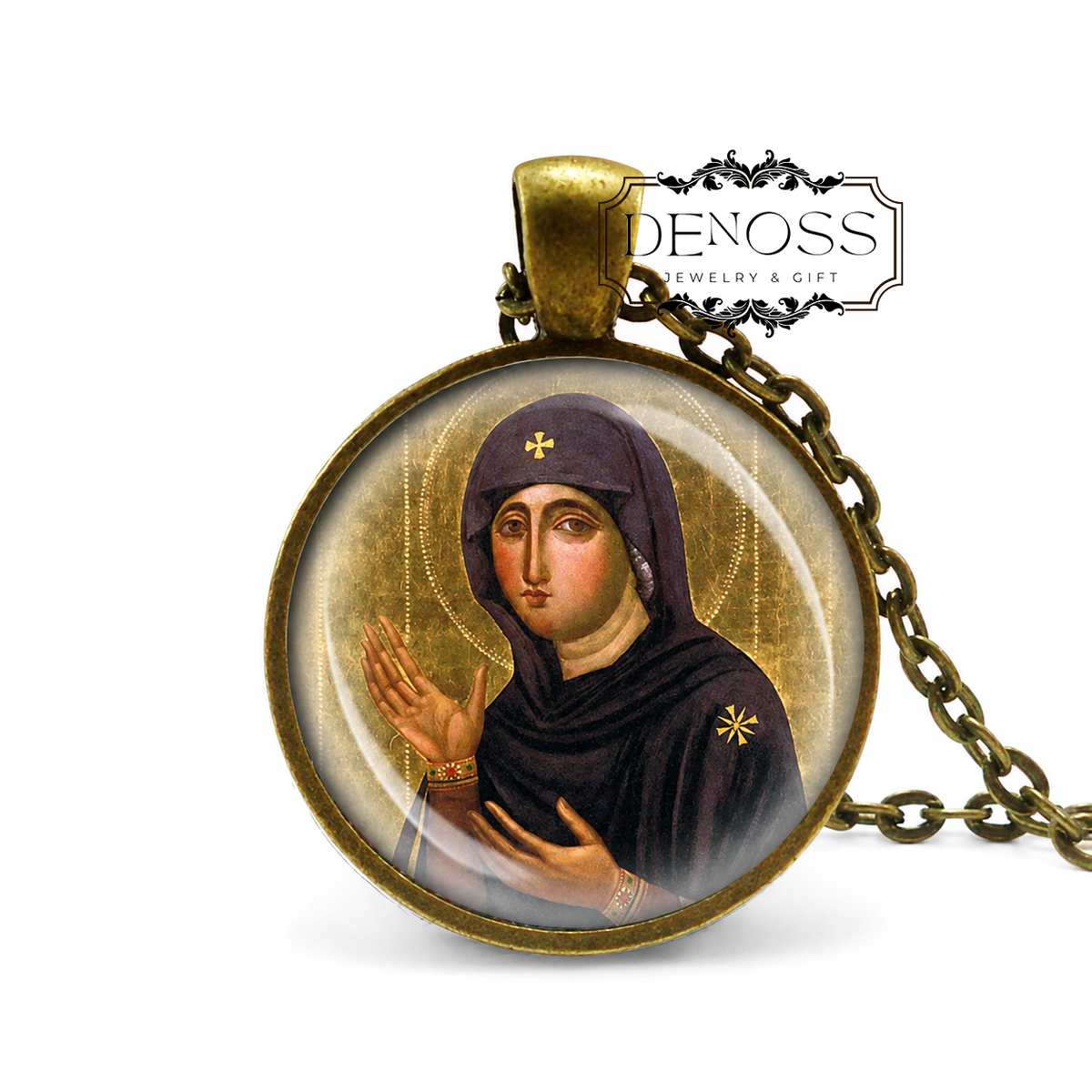 Advocata Nostra Mother Mary Protection Our Lady Icon Medal Necklace,Orthodox Religious Pendant