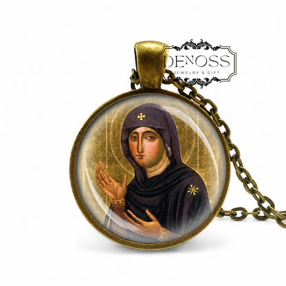 Advocata Nostra Mother Mary Protection Our Lady Icon Medal Necklace,Orthodox Religious Pendant