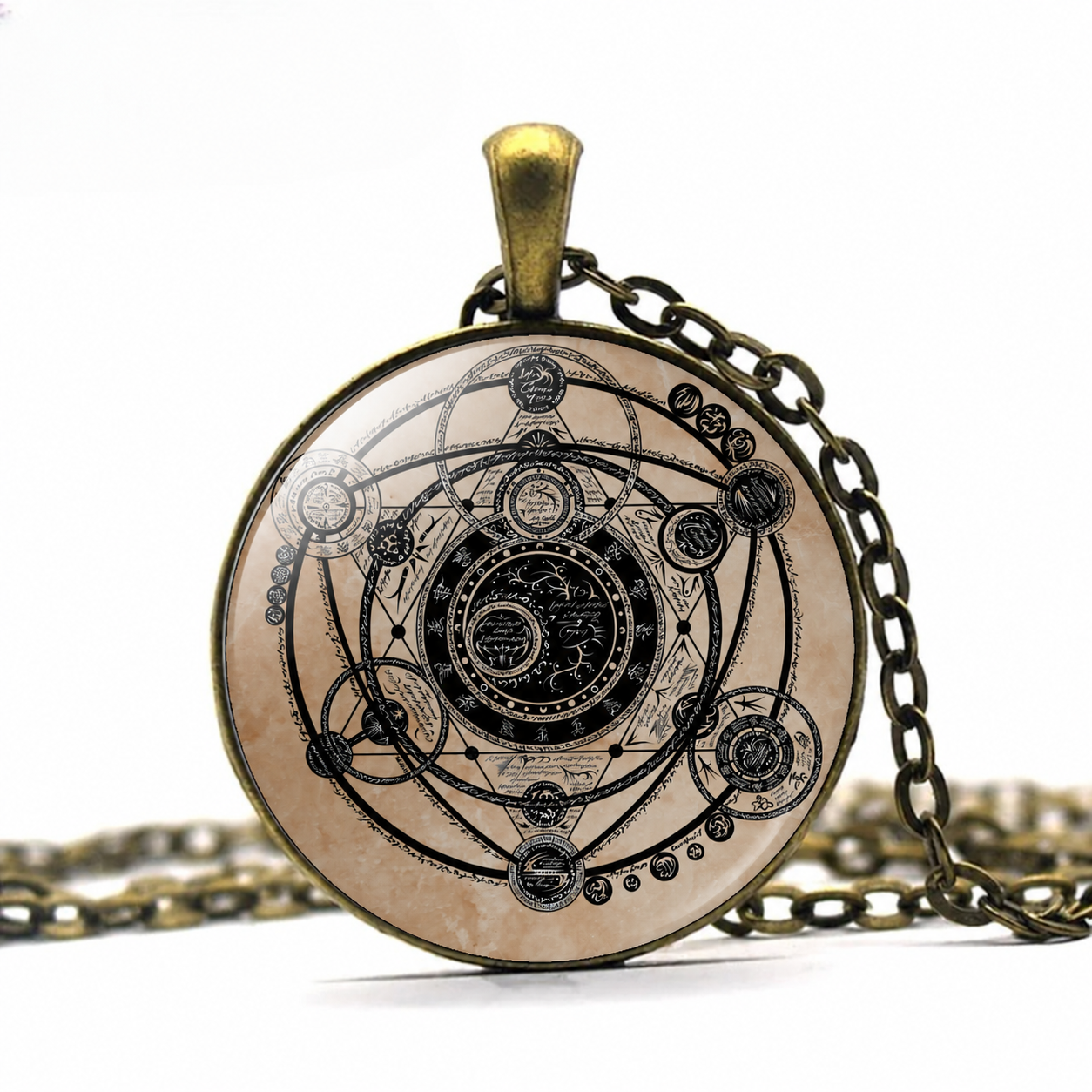 Alchemy Witchcraft Solar system Moon Pendant Necklace,Magic Circle Celestial Necklace, Wicca Magic Symbol Sigil Amulet gift, Occult, Wiccan