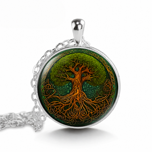 Celtic Tree of Life Pendant Necklace,Gold Tone Knotwork Jewelry,Nature Symbol Pendant