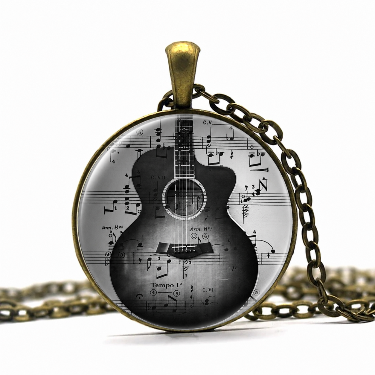 Classical Guitar necklace,musician gift, music teacher gift,guitar player gift,guitar necklace