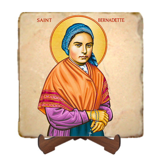 St.Bernadette Icon,Women Saint,Marble Icon,Handmade,Prayer gift,Christian Icon