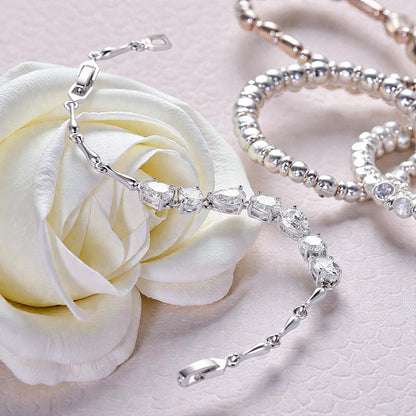 Elegant White Gold Bracelet with Zircon Stones - Denoss