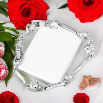Elegant ladies bracelet with white gold zircon stones - Denoss