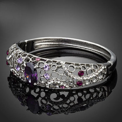 Platinum Amethyst Rhinestone Bracelet for Women